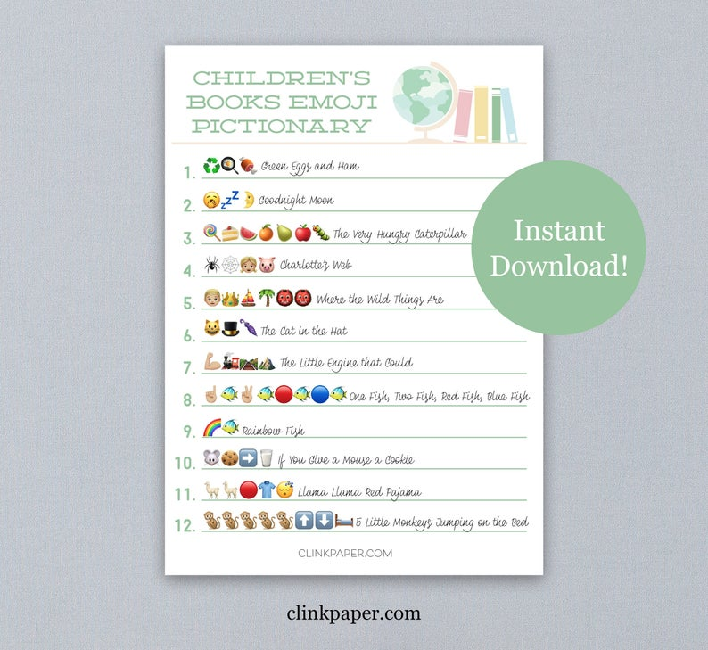 children's books emoji Pictionary game