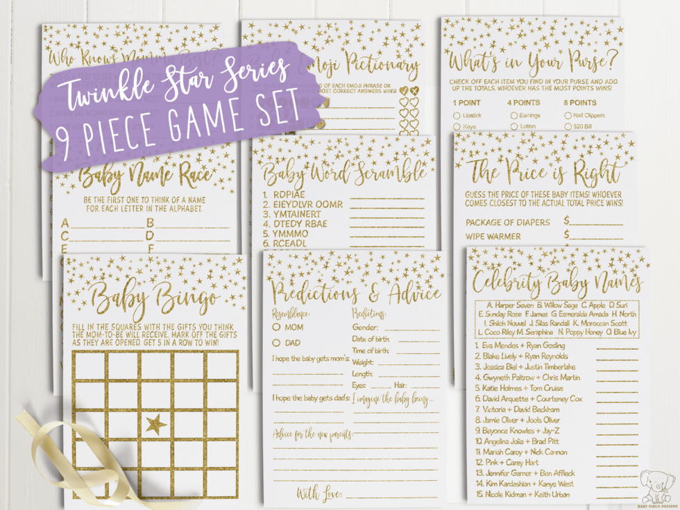 Twinkle Twinkle Little Star Baby Shower Games (9 Piece Set)