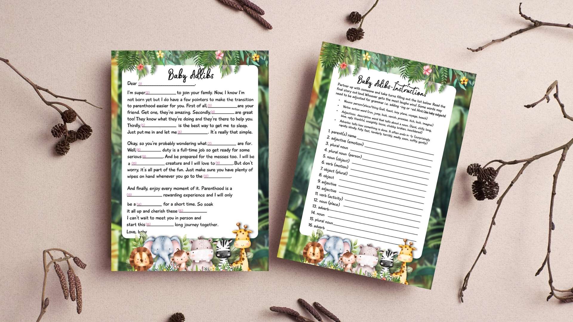 Safari Printable Baby Shower Games Set Instant Download Safari Printable Baby Shower Games Set Instant Download