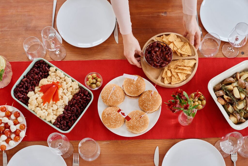 baby shower food etiquette -- example of food spread out on table