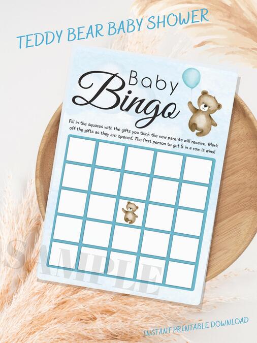 Instant Download Blue Teddy Bear Wishes for Baby Game-BS018