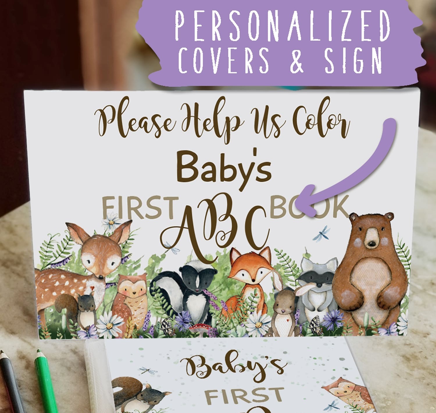 woodland baby shower guest book